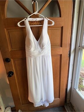 tulip hem chiffon midi bridesmaid dress Tank Draped Chiffon Tulip Hem Bridesmaid Dress